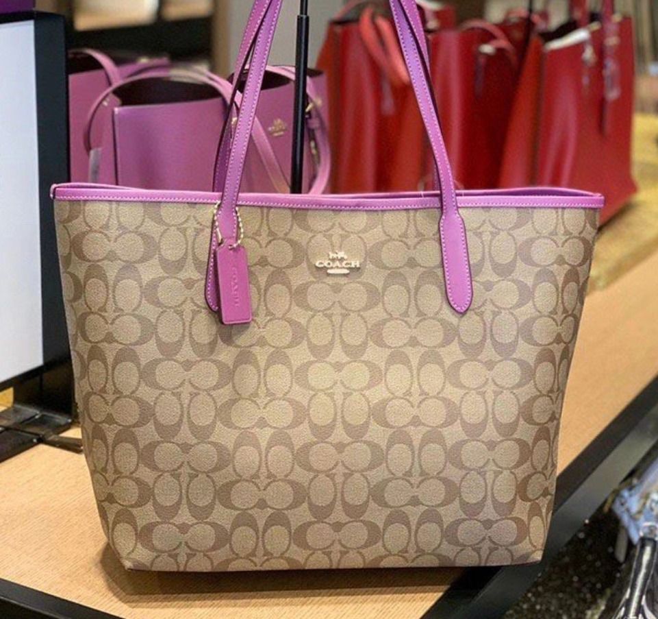 Coach city zip tote purple top