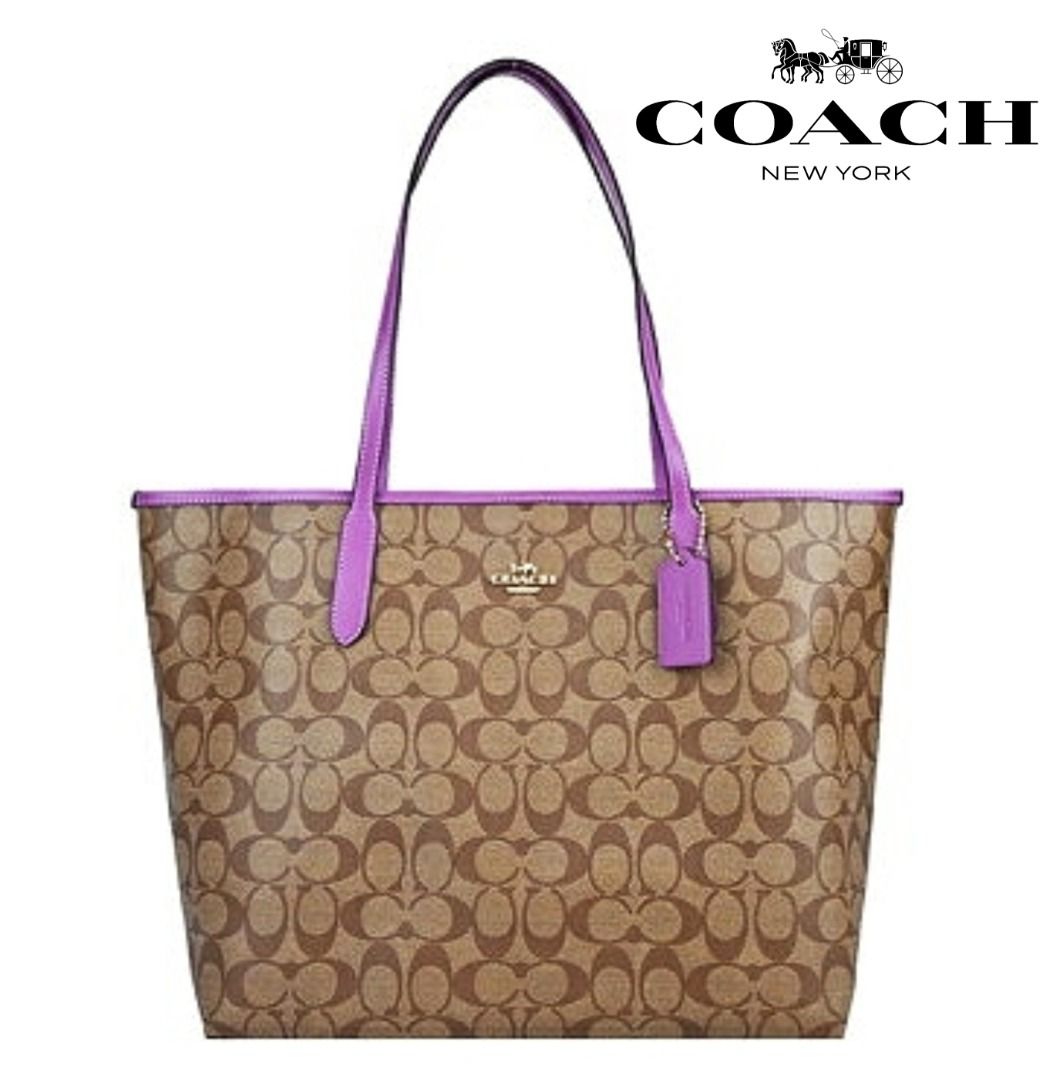 バッグ Coach Tote bag kawaii signature Purple Coach Purple