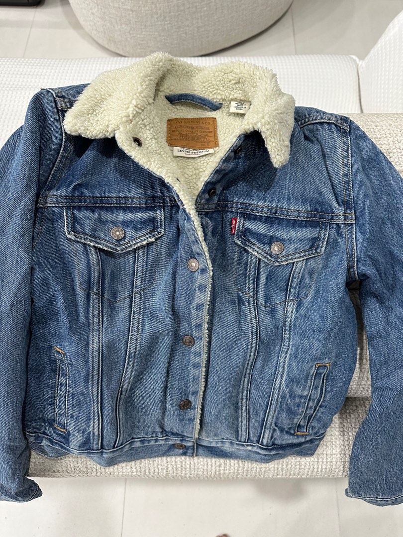 Real shearling cheap denim jacket