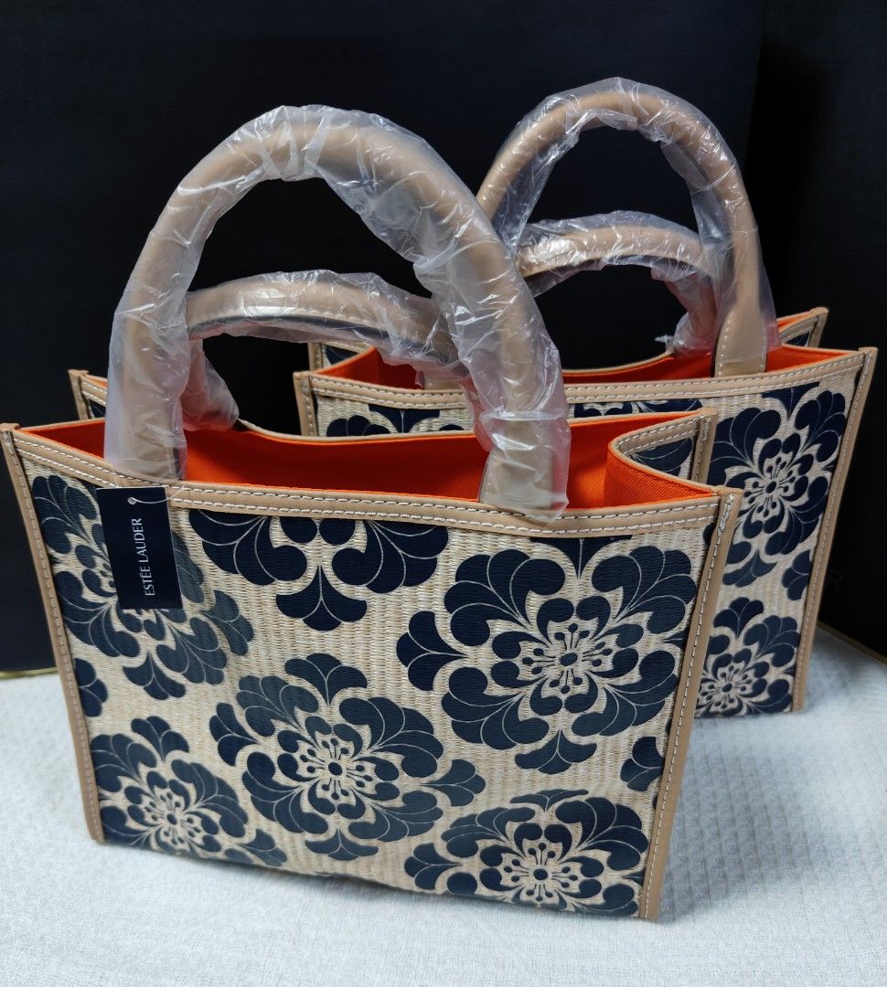 Estee Lauder Tote Bag Blue Floral Print