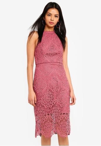 Forever New Beverly lace pencil dress in elegant rose UK12