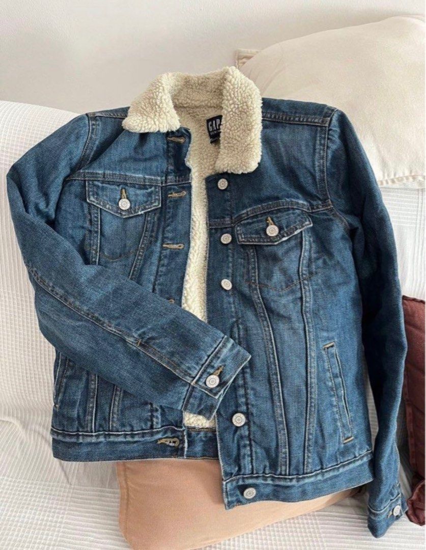 Gap Borg Denim Jacket Women s Fashion Coats Jackets and