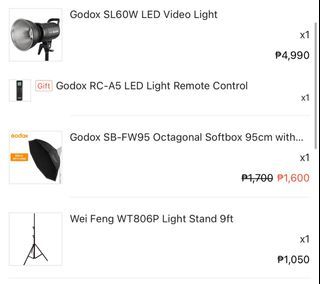 Godox video stand, softbox and light stand