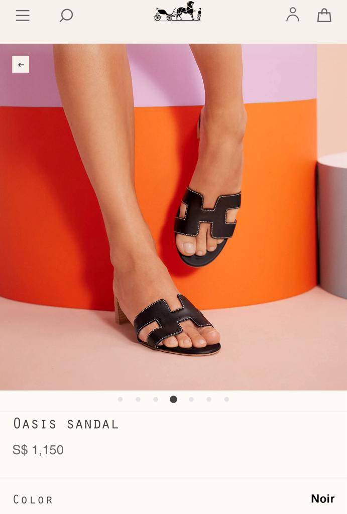 Hermes Oasis Sandals 36.5 noir Women s Fashion Footwear Heels
