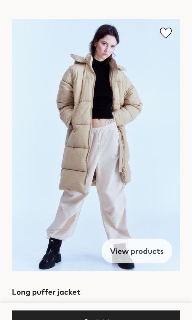 H&M Long Puffer Jacket, Women's Fashion, Coats, Jackets and