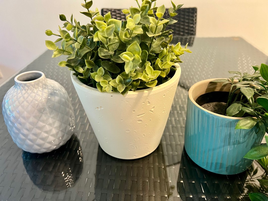 Ikea faux plants with vases, Furniture & Home Living, Home Decor, Vases