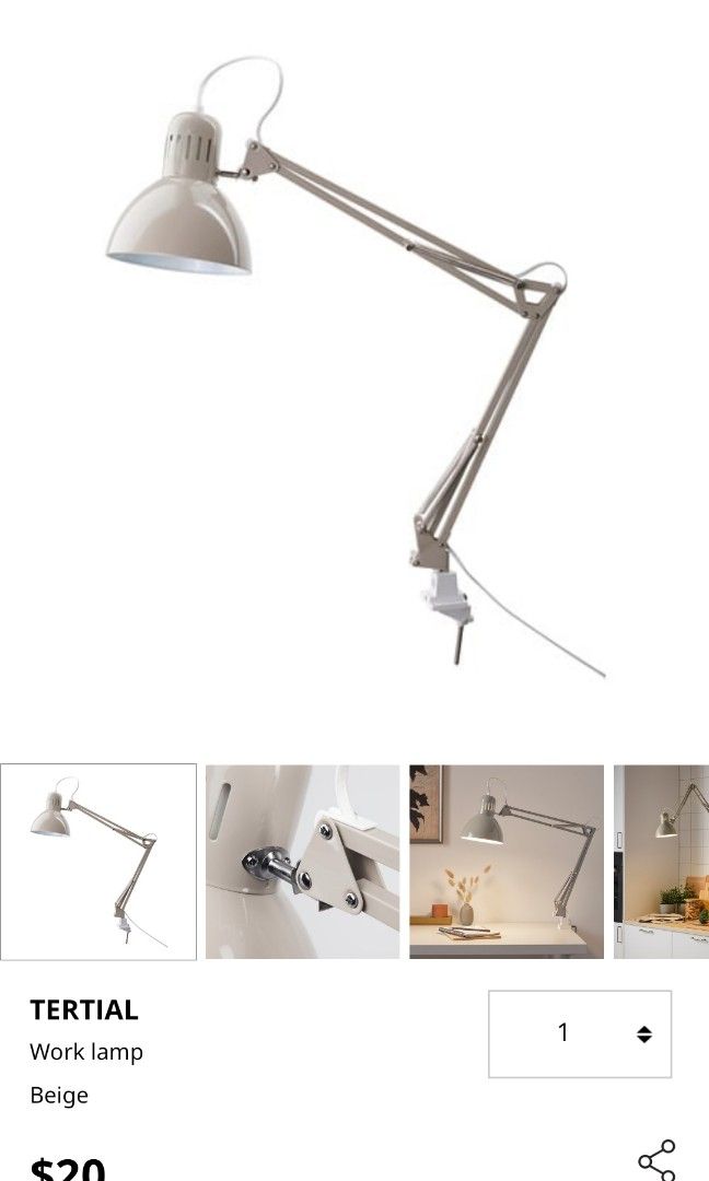 IKEA Tertial Work Lamp + 1 bulb, Furniture & Home Living, Lighting & Fans,  Lighting on Carousell