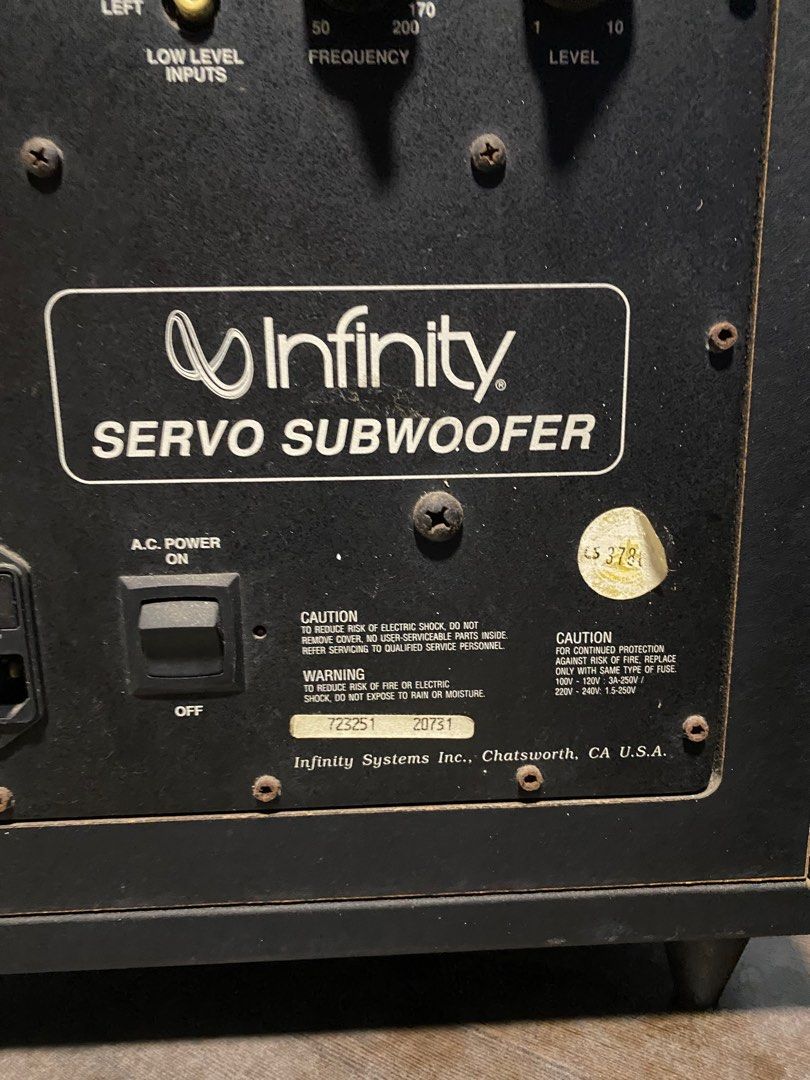Infinity sales servo subwoofer