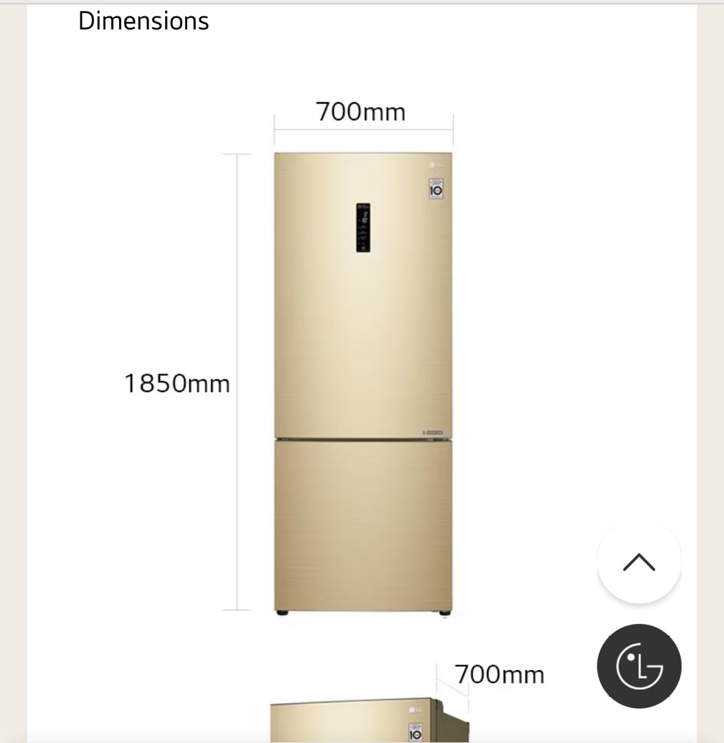LG Bottom Freezer Refrigerators (Gold), TV & Home Appliances, Kitchen