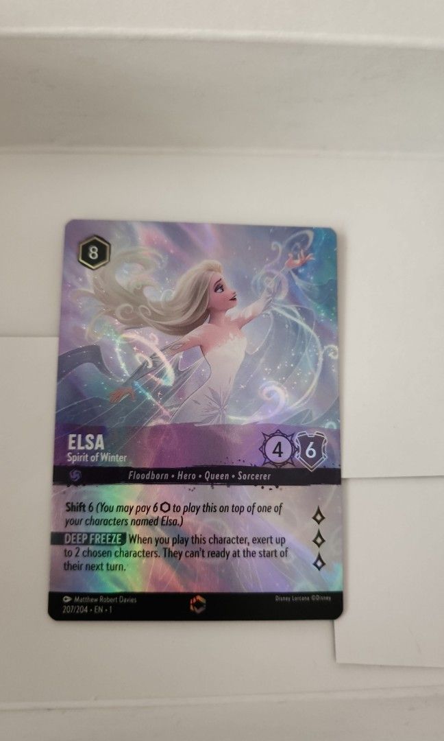 Lorcana TCG Elsa spirit of winter enchanted foil version, Hobbies & Toys, Toys & Games on Carousell