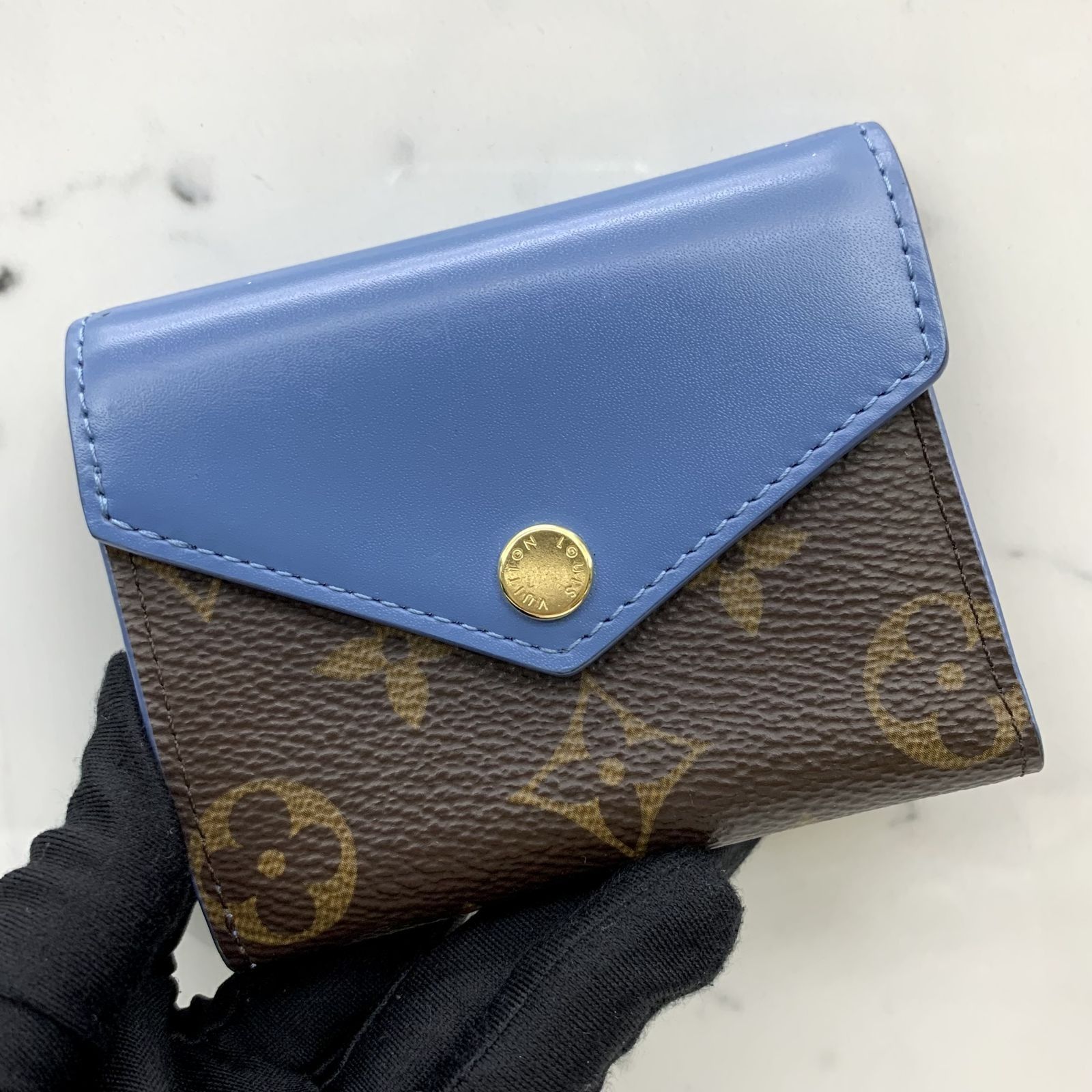 LOUIS VUITTON M63881 MONOGRAM BROWN BLUE ZOE WALLET NOTES AND COINS 237041359
