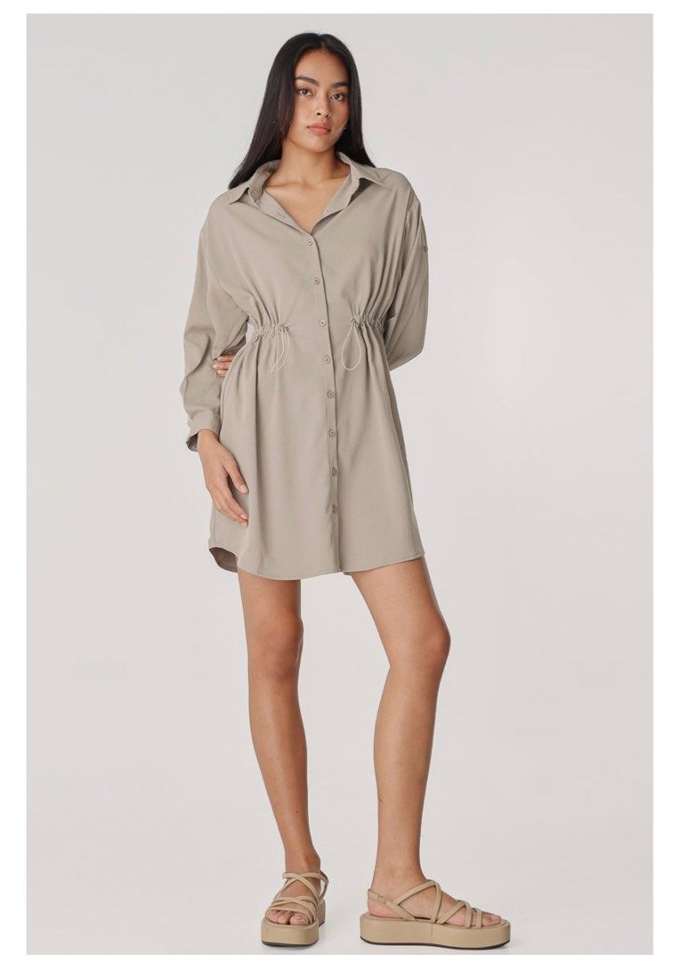 ODESSA BUTTON SHIRT DRESS (MOCHA)