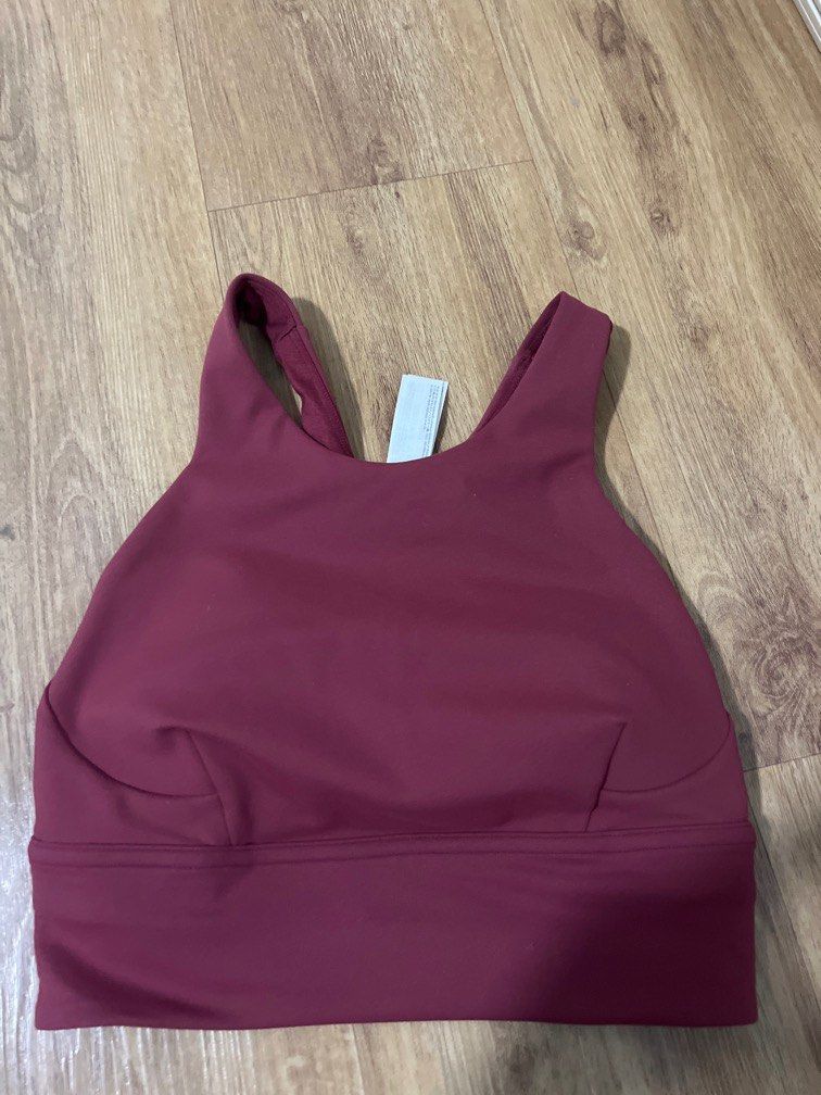 Lululemon Red Merlot Wunder Train Long Line Bra, Medium Support, C/D Cup,  Women's Fashion, Activewear on Carousell