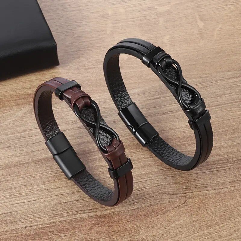 Magnetic Closing Men Bracelet Men Fashion Leather Bracelets
