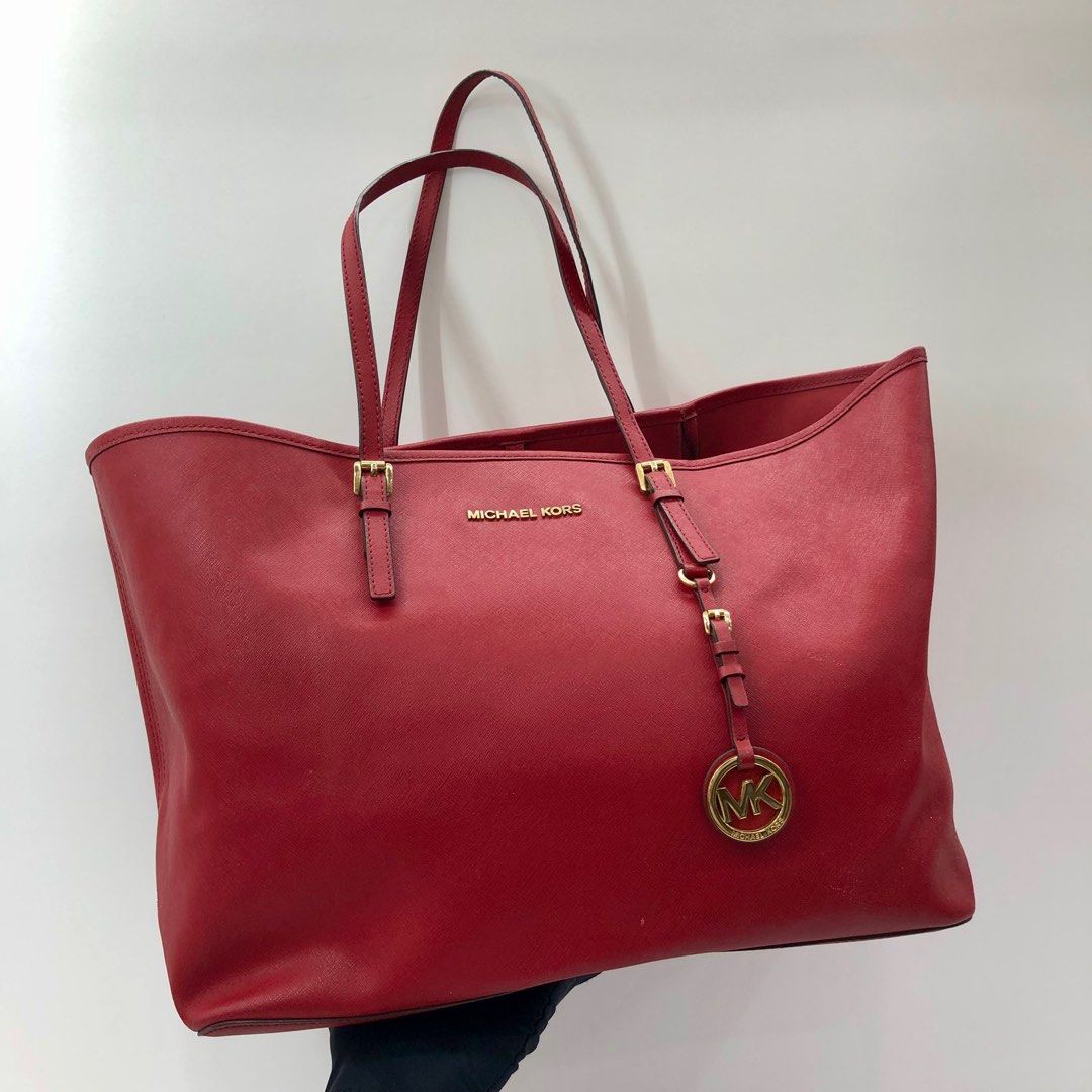 Michael kors red tote sales