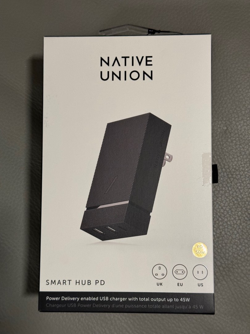 Native Union Smart Hub 45WPD charger (1 usbC + 2usbA) 連三地插頭, 手提電話, 電話及 ...