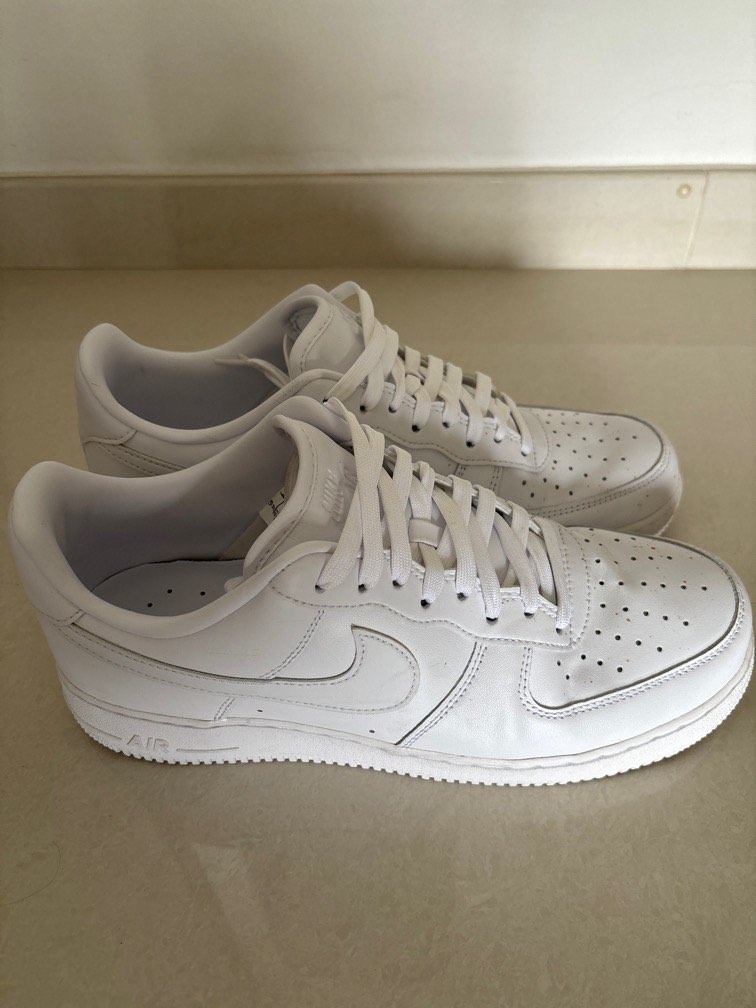 All white nike air top force ones
