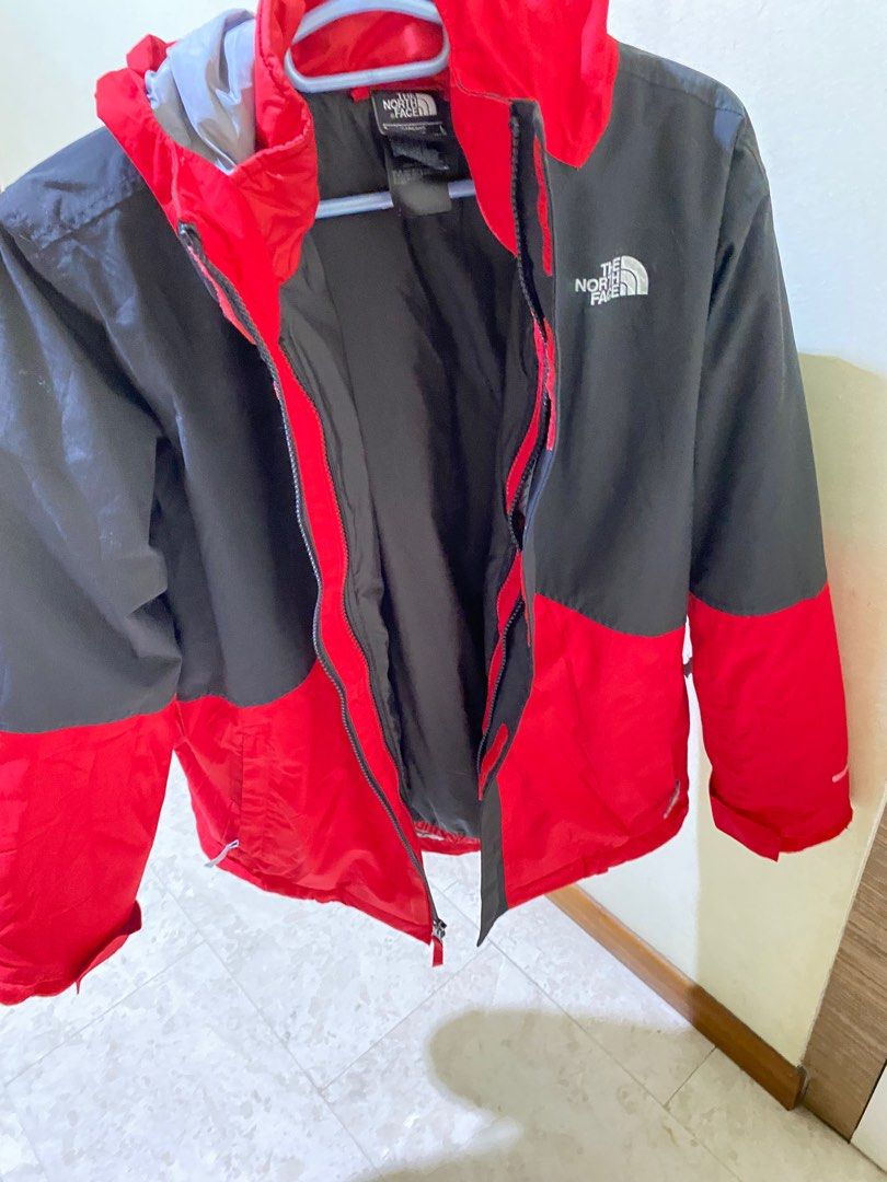 Red and black north face windbreaker store