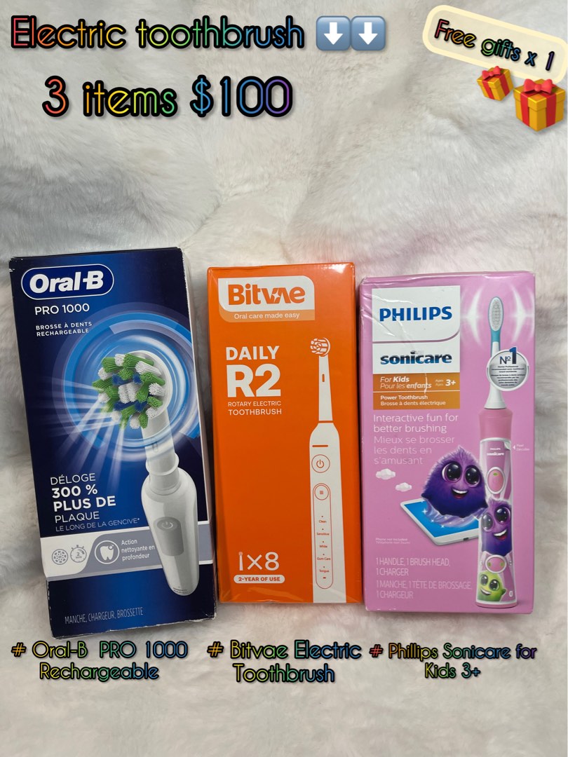 OralB , Philips , Bitvae 3 items electric toothbrush, Beauty