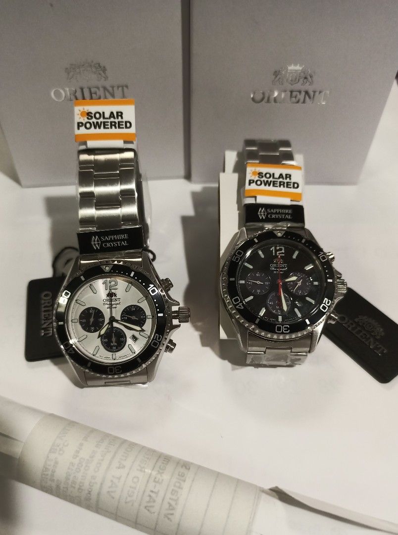 Orient Mako Panda Chronograph (Category: Men's Watches) located in Manila. Submitted by AlecsxanderTimeCollection (Listing ID 1274028417, Image 1). Description: Available on Hand ⌚ Orient Solar Chronograph P15,200 RA-TX0202B10B (Black) RA-TX0203B10B ((Panda) ***Free 2024 Seiko Calendar ***Free 22mm Nato Strap PM for inquiries 😊.