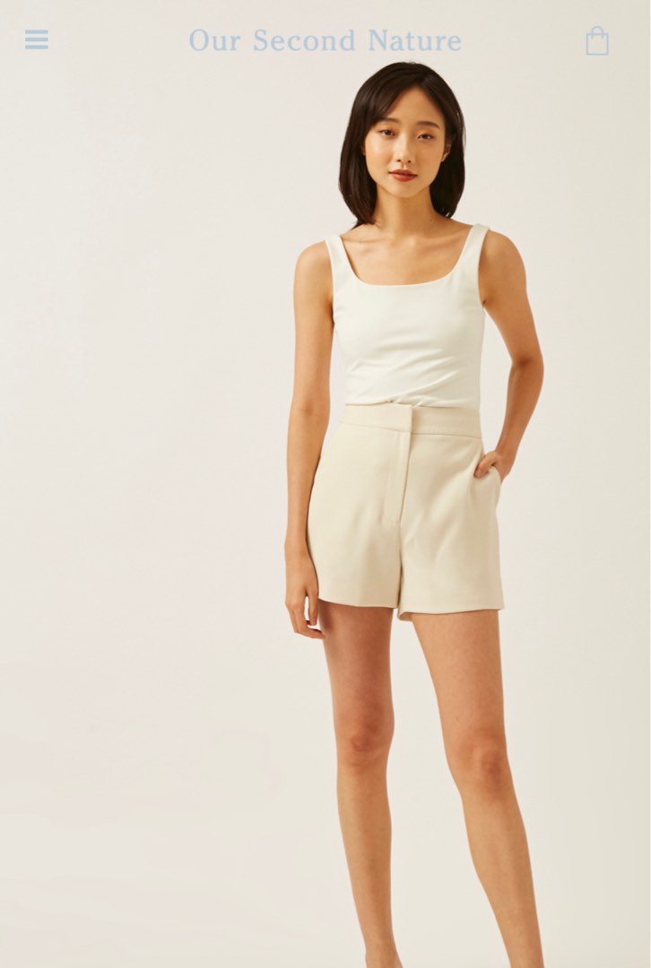 Cotton Twill High-Waisted Shorts