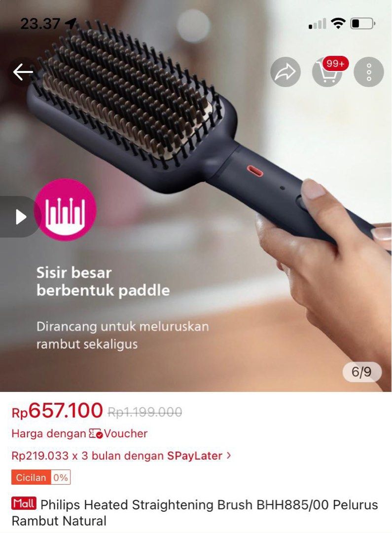 Hair Dryer Philips Heating Straightening Brush Philips BHH885/00 - Main Image