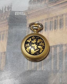 Rare spanish toledo damascene pendant locket watch butterfly motif