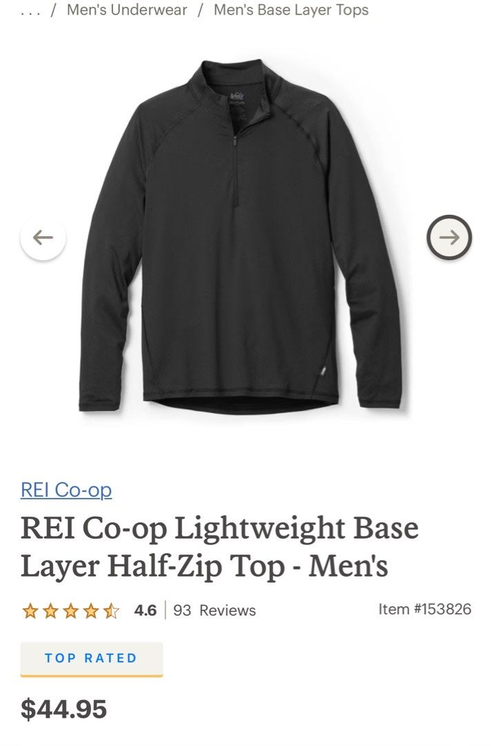 REI Co-op Lightweight Base Layer Half-Zip Top - Men's