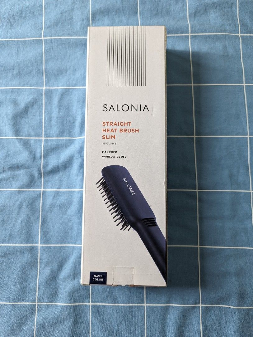 Salonia Straightening Heat Brush Slim Navy Overseas Compatible