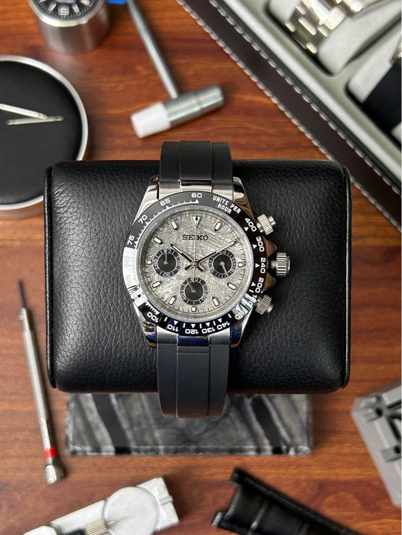 Mod Seiko Daytona Mod Cosmograph in Meteorite Dial with