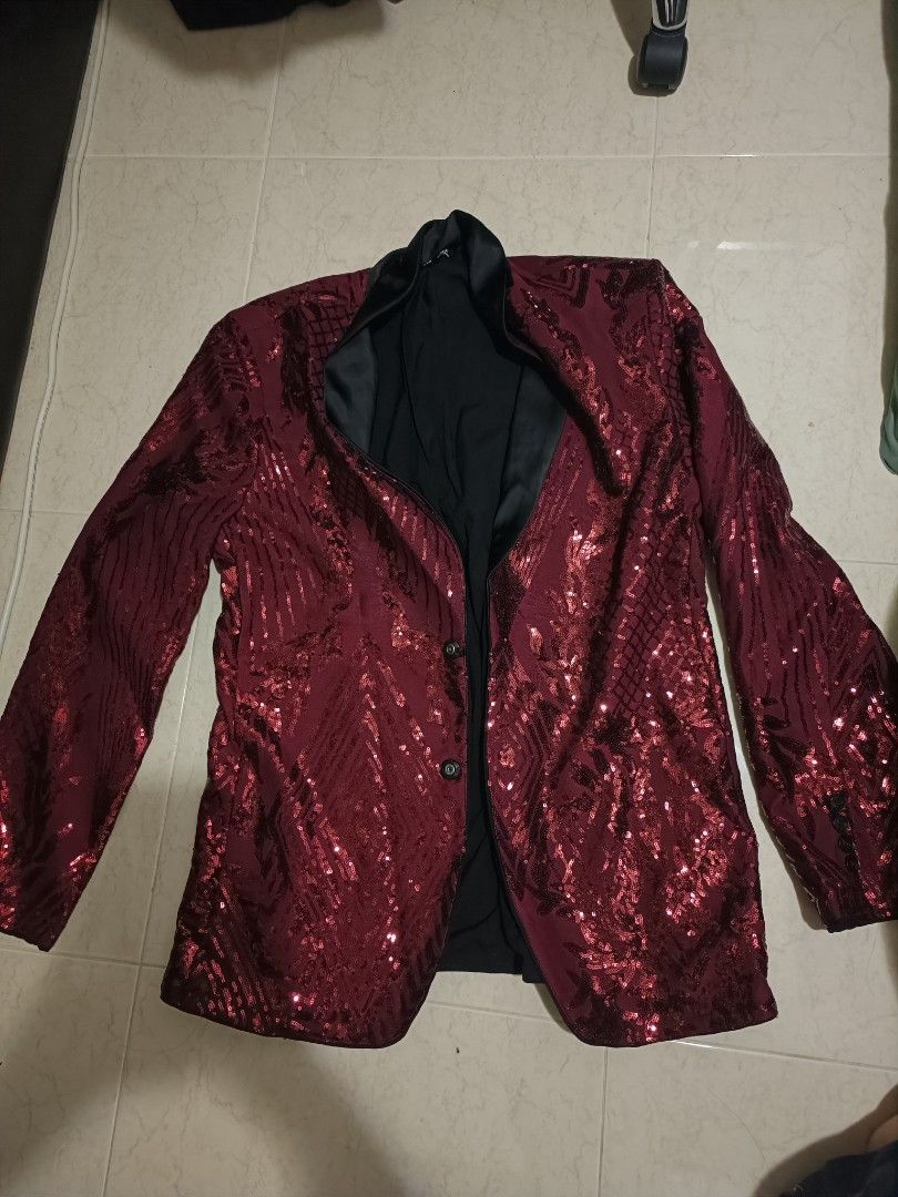 Red sequin blazer mens sales