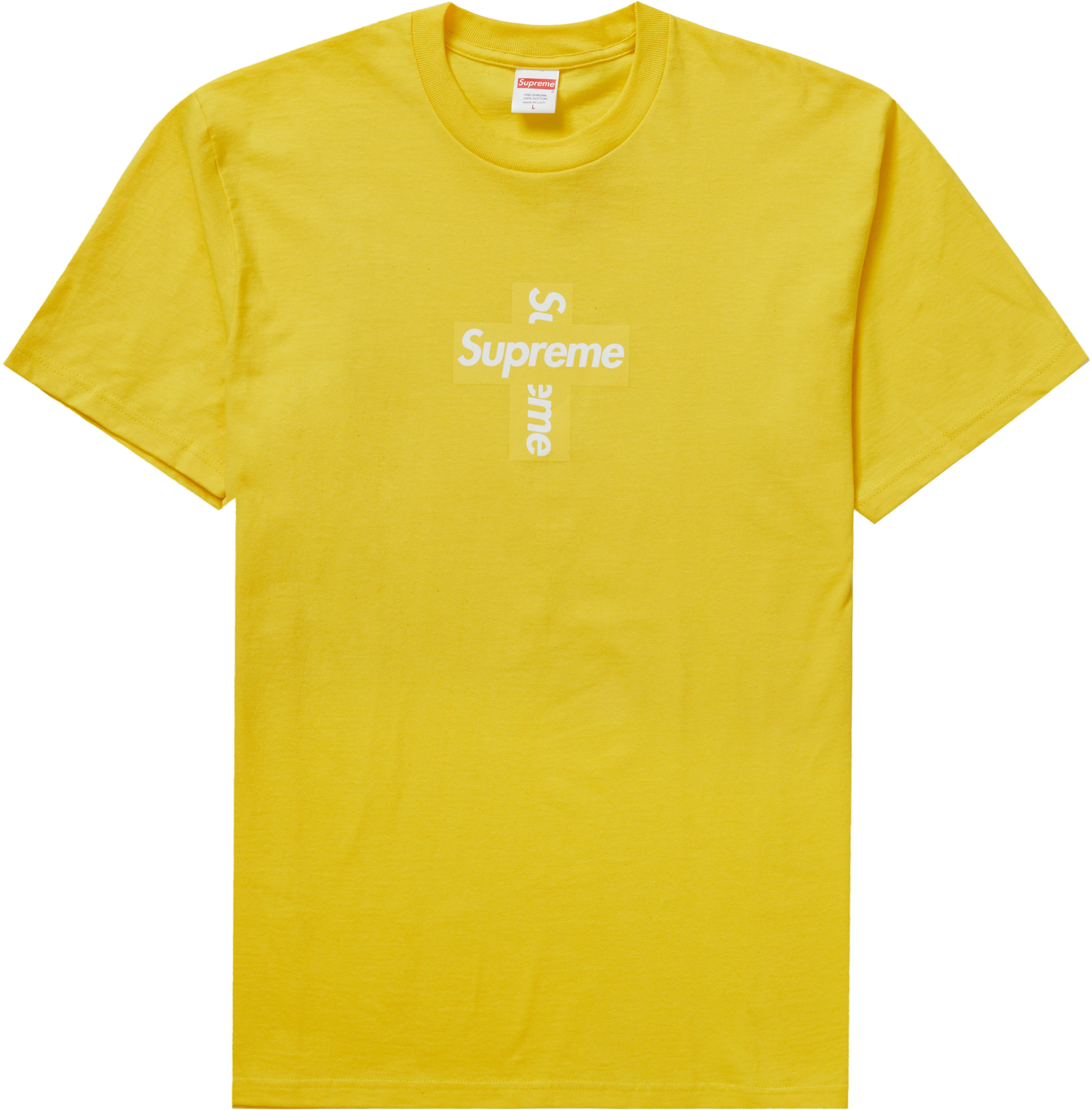 Size 25) Supreme Cross Box Logo Tee 'Yellow', Men's Fashion, Tops ...