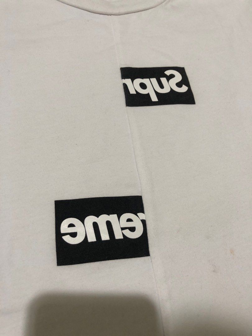 White Tee Shirt Supreme X Cdg Cdg Split Tee Cdg X Supreme Shirt