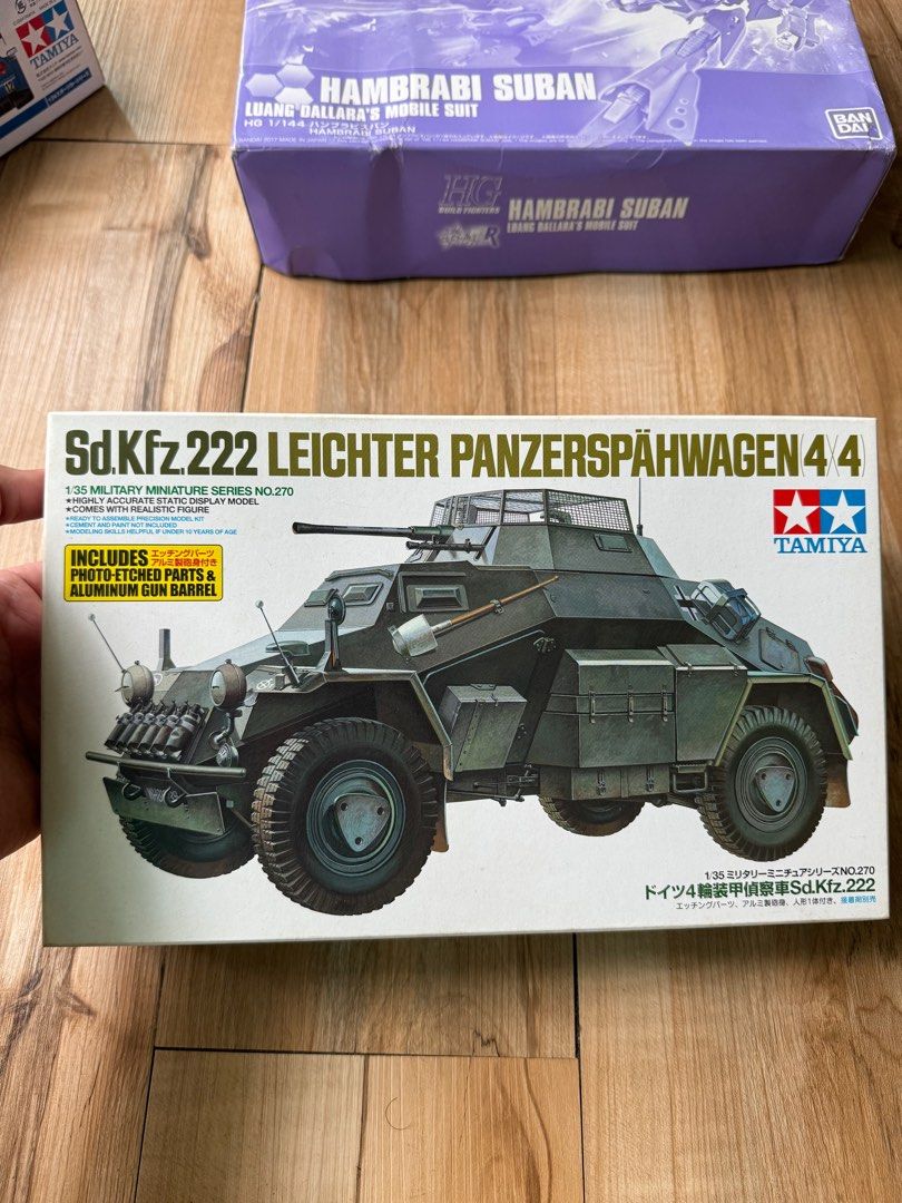 Tamiya 1/35 Scale German SdKfz 222 Armored Car Model Kit - Plastic Assembly With Photo-Etch Parts
