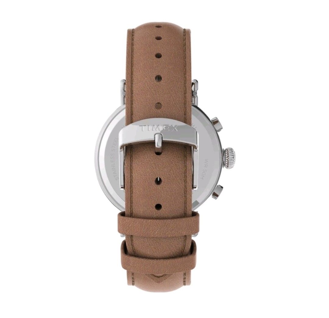 Timex Standard Chronograph 41mm Leather Strap Watch Men s Fashion