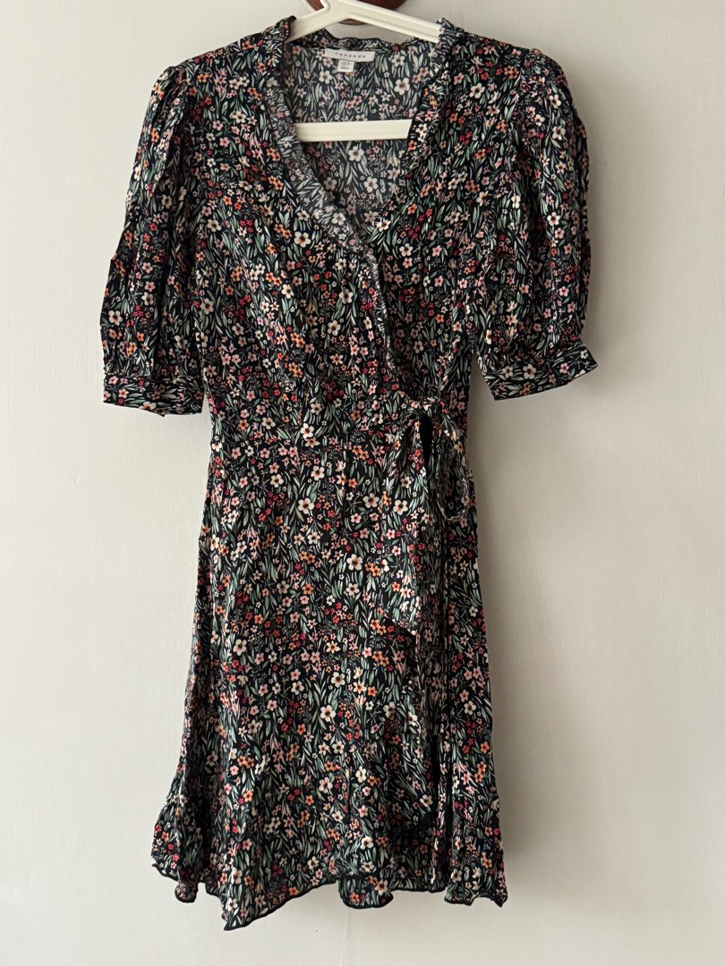 Topshop floral wrap dress cheap