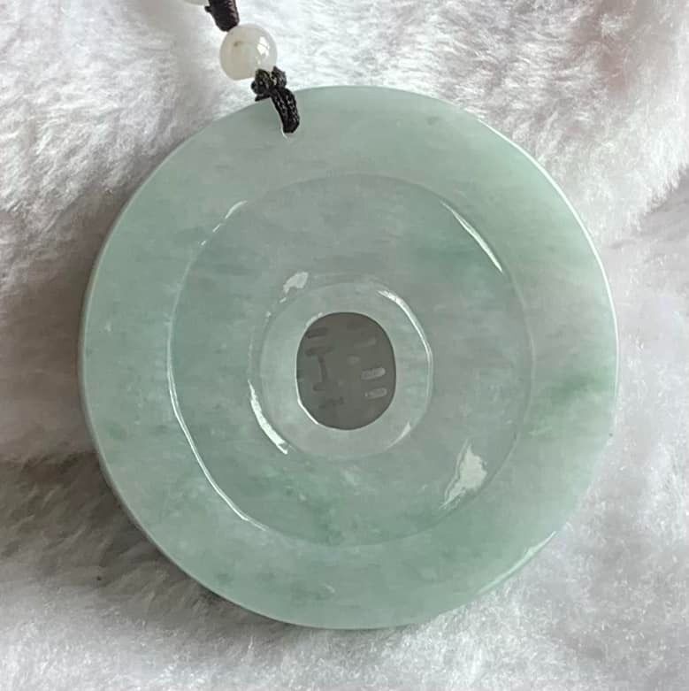 Type A Jadeite Semi Icy Fortune and Double Happiness with Certificate