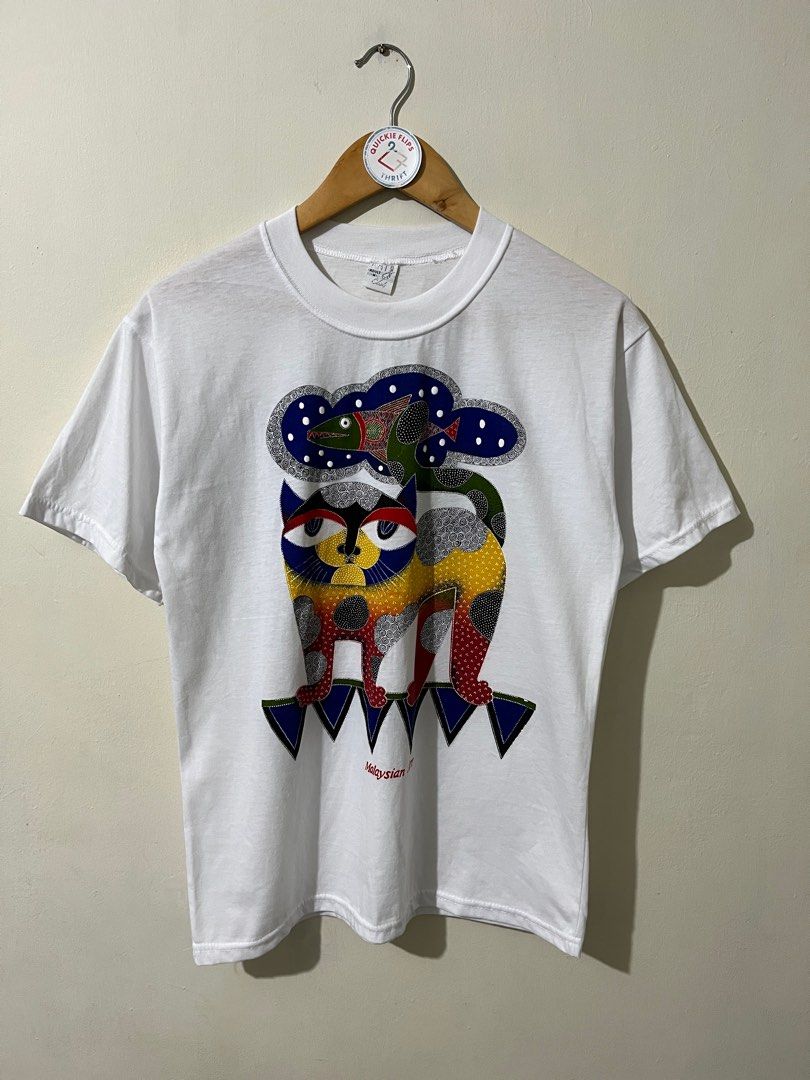 Vintage Cat x Malaysian Art Tee, Men's Fashion, Tops & Sets, Tshirts