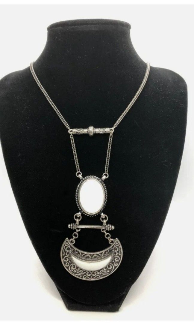 White stone silver necklace on sale