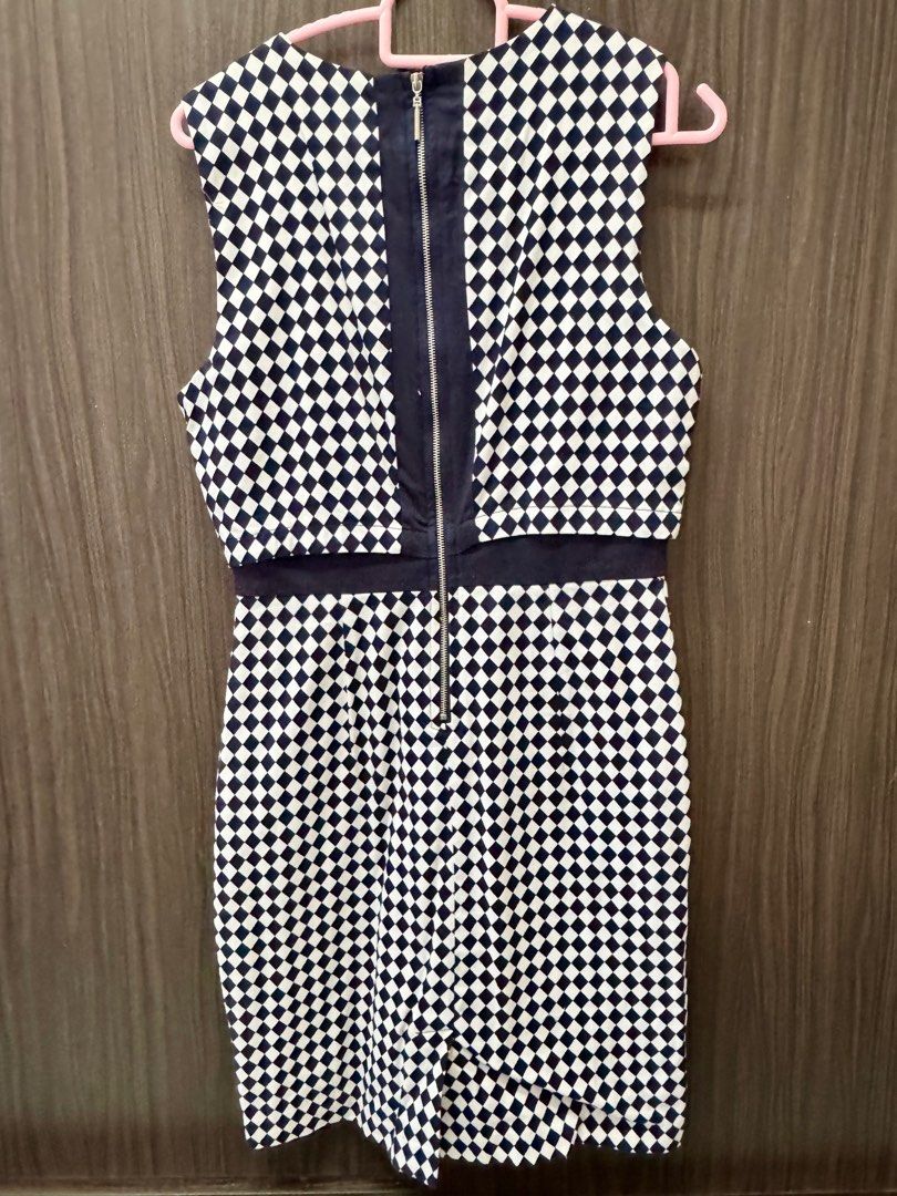 Chequered pinafore dress deals