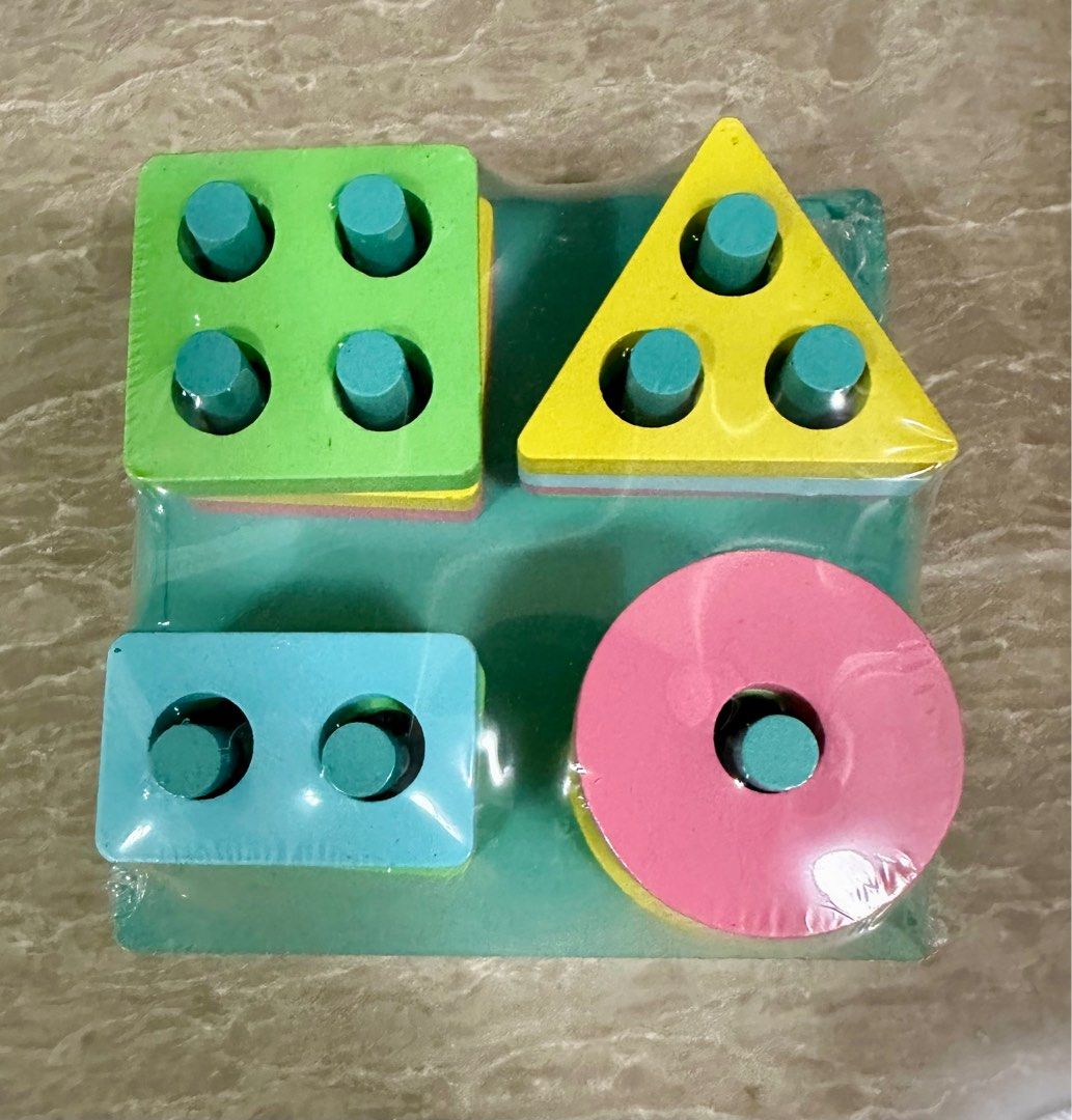 wooden geometric toy pastel colour Hobbies Toys Toys Games