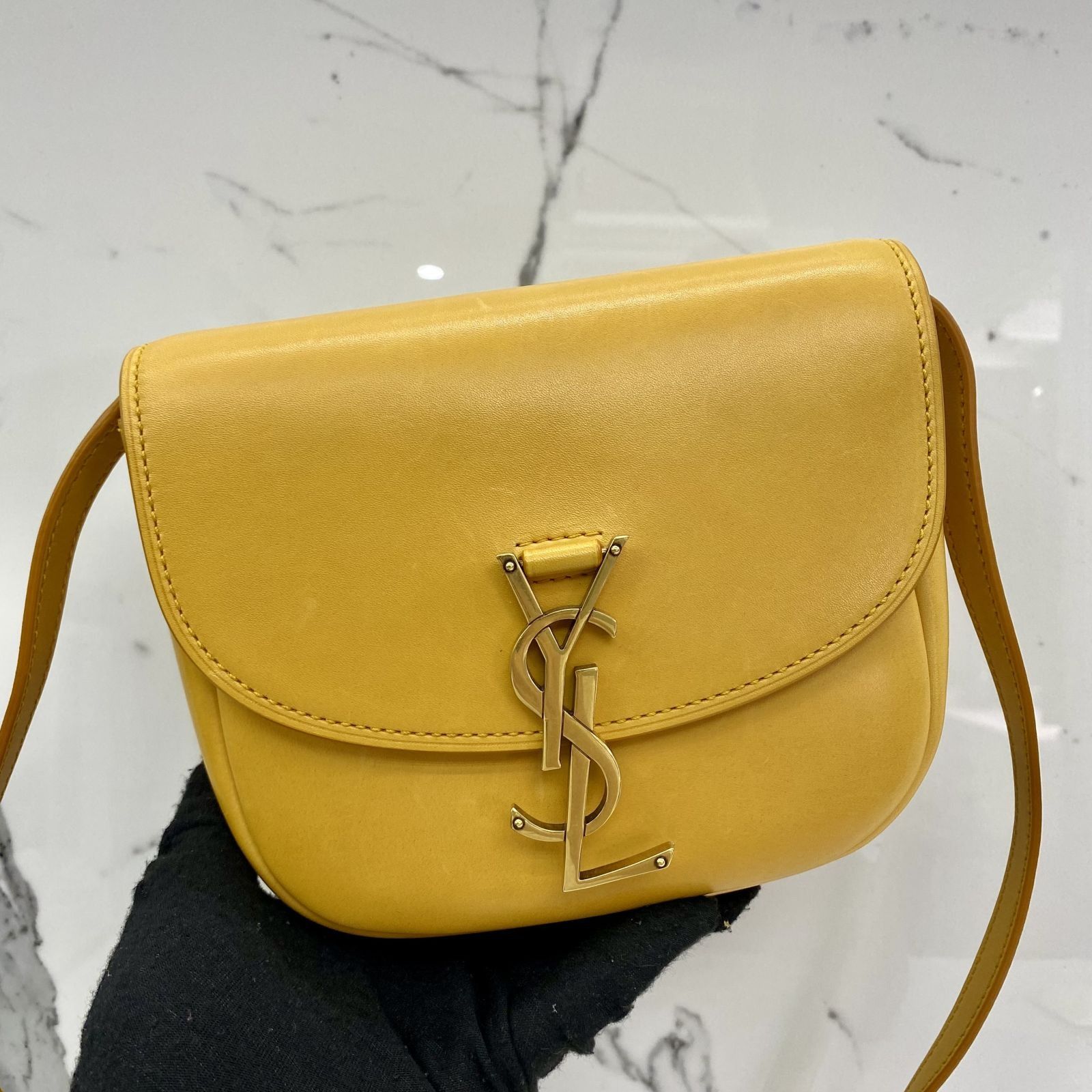 YVES SAINT LAURENT 619740 YELLOW KAIA SMALL SATCHEL SHOULDER BAG 237043821 WE