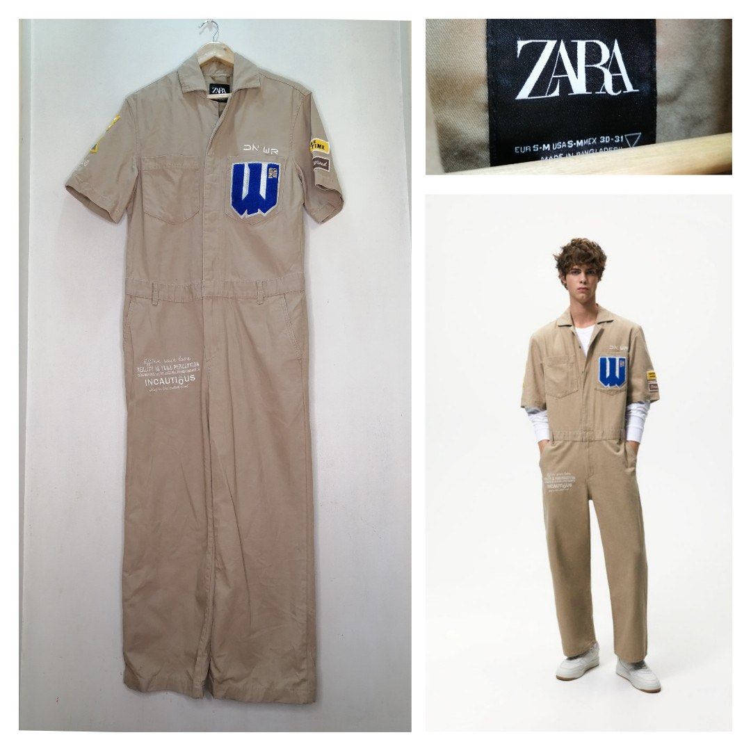 Zara Men Jumpsuit S M Beige Brown Fesyen Pria Pakaian Lainnya di Carousell