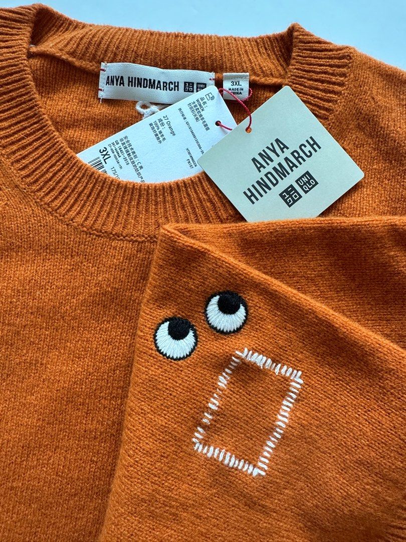 XXL/3XL 特別碼‼️灰綠橙‼️ Uniqlo x Anya Hindmarch 羊毛冷衫, 女裝, 上衣, 長袖衫- Carousell