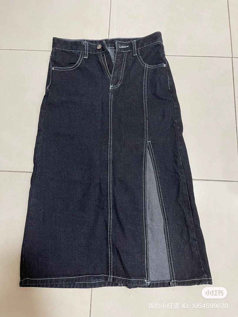 slit Jeans skirt long 3 4 Women s Fashion Bottoms Skirts