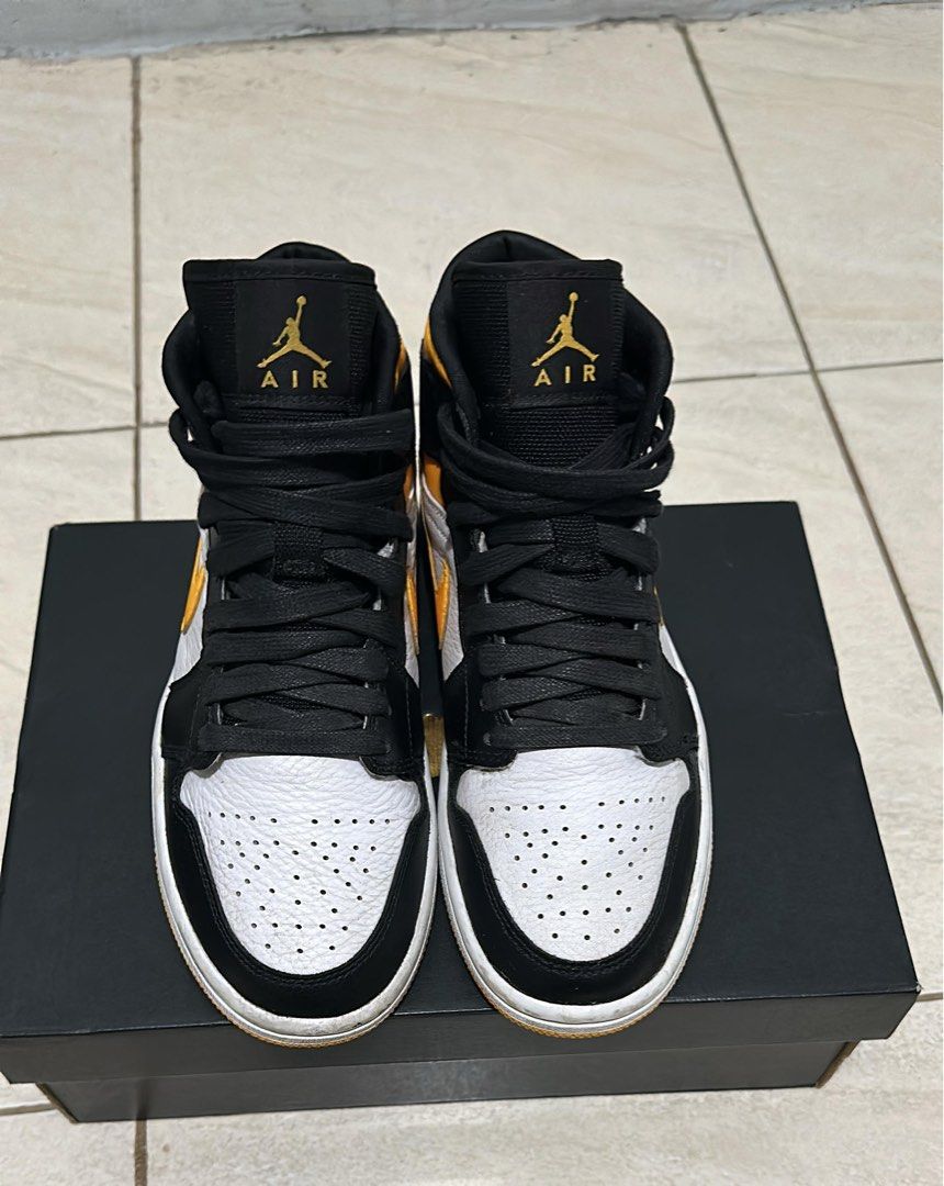 NIKE Air jordan mid laser yellow SE, Fesyen Pria, Sepatu