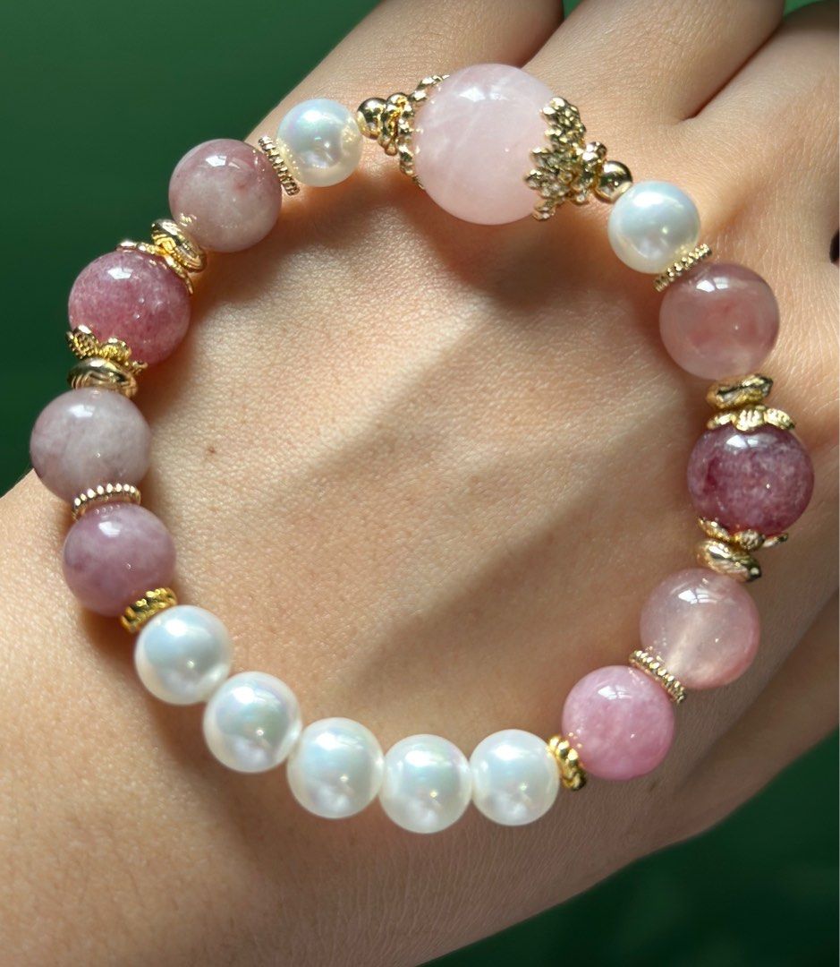 All Pink Pearl Bracelet Women s Fashion Jewelry Organisers