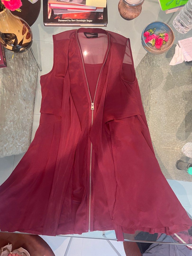 All saints burgundy dress top