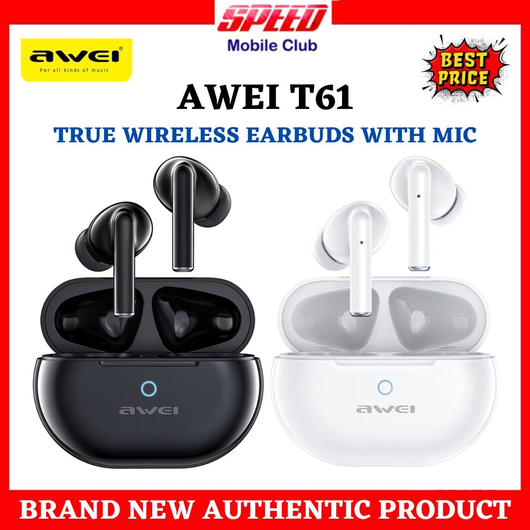 AWEI T61 Wireless Bluetooth Earbuds Noise Cancelling Earbuds for iPhone and Android Waterproof and Gaming Earbuds with Microphone Noise Canceling Earbuds Wireless Audio Earphones on Carousell
