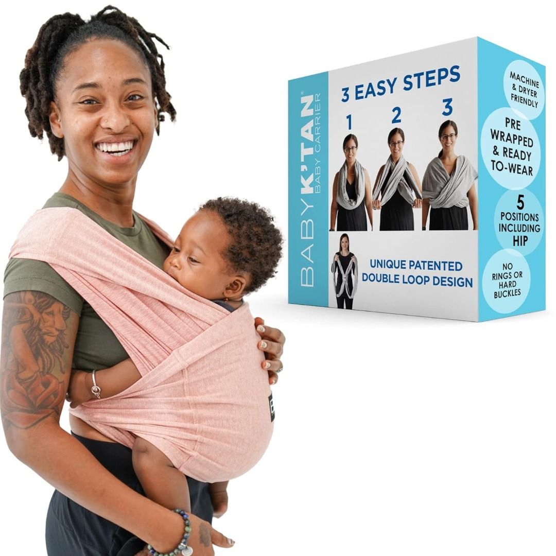 Baby K tan Baby Wrap Carrier Pre Wrapped Hygienic Sport Performance Blend Sling UVA and UVB Sunblocking Protection Quick Drying Fabric Active